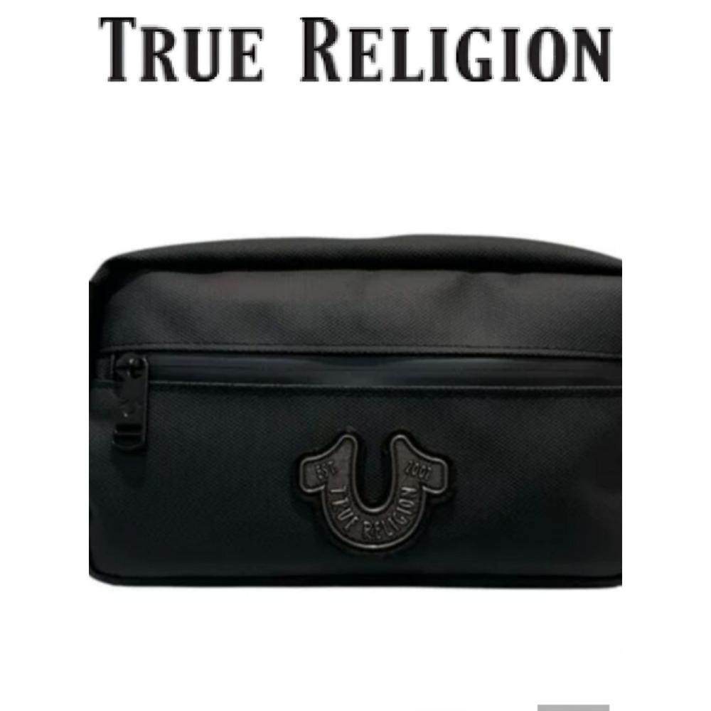 True Religion Cleat Horseshoe Logo Dopp Bag- Black